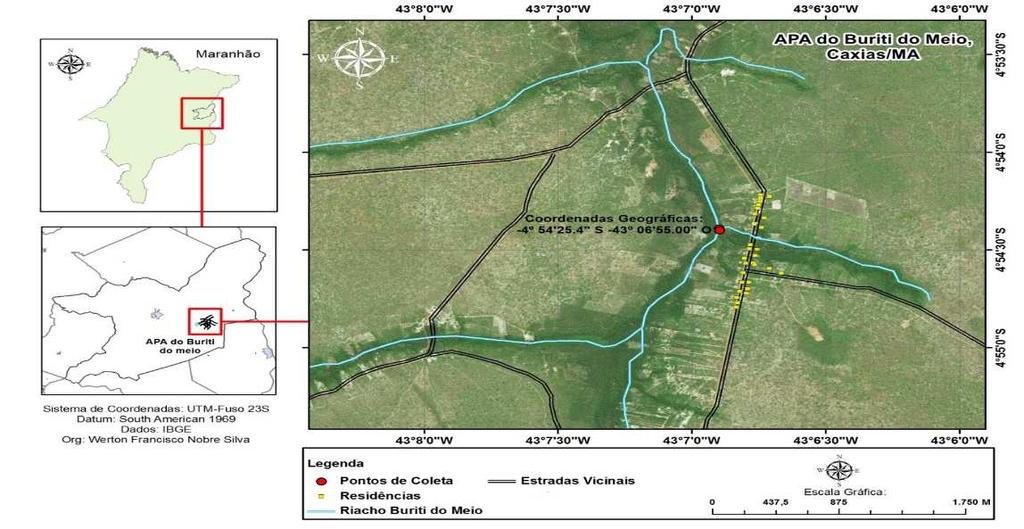 FIGURA 1. Mapa da Área de Proteção Ambiental do Buriti do Meio. Fonte: Organização: SILVA (2016).