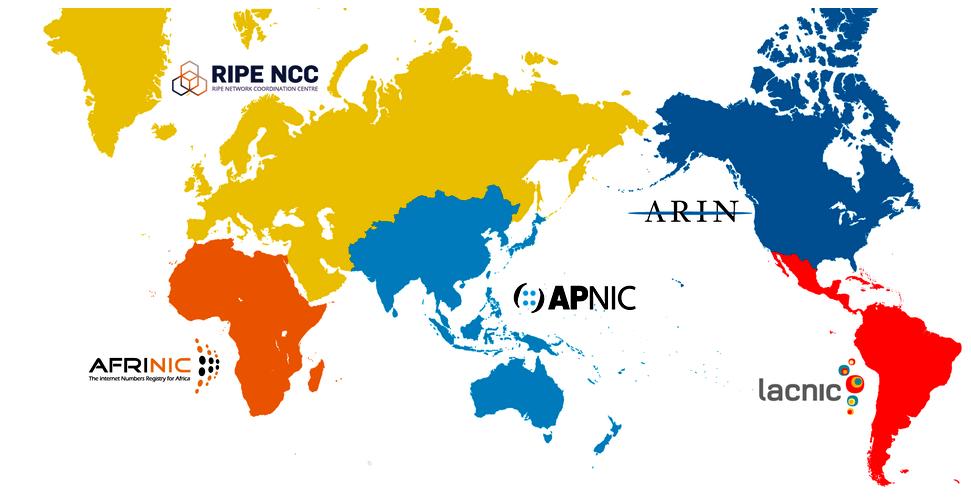 28 Capítulo 1. Introdução Figura 1 Representação geográfica das RIRs. Fonte: Imagem extraída do site www.apnic.net.