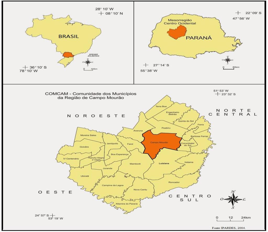 Figura 1: Localização do município de Campo Mourão (PR). Fonte: Autora, 2015.