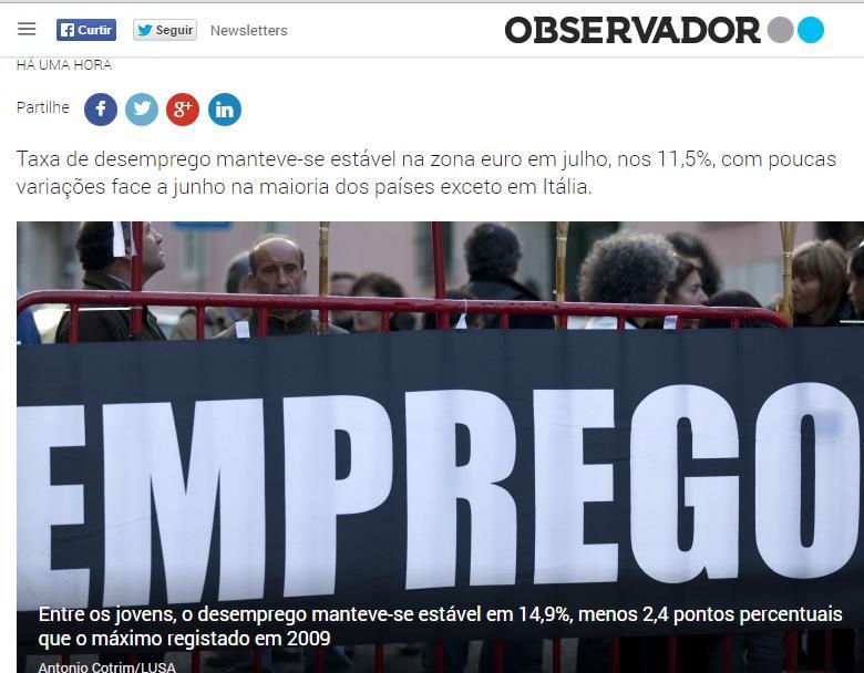 Taxa de desemprego foi de 7,4% em julho de 2014