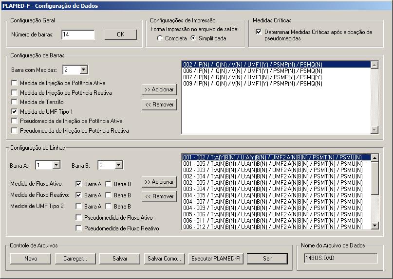 99 Finalmente, no grupo Controle de Arquivos o plano de medição criado ou editado pode ser então gravado em arquivo-texto e o programa PLAMED-F executado com a configuração carregada. Na Figura 6.