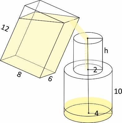 0 Na dispensa de uma escola, encontra-se um recipiente com azeite, cheio completamente, no formato de um prisma reto retangular, de altura 1cm, e arestas de base medindo 8cm e 6cm Sabe-se que todo o