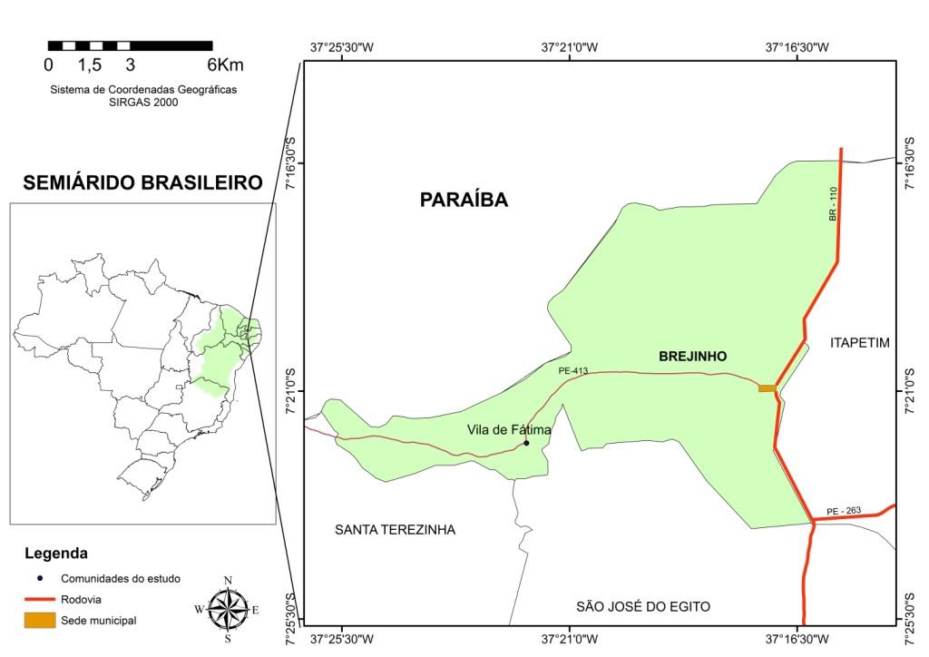 Figura 01 Localização Geográfica do município de Brejinho-PE. Fonte: IBGE, arquivo shape, 2000. Elaboração: Valcilene Rodrigues, 2015.