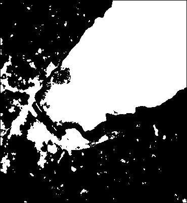 22(a) é um recorte de uma imagem de satélite. Em 4.22(b) são apresentadas as amostras que indicam respectivamente continente e oceano.