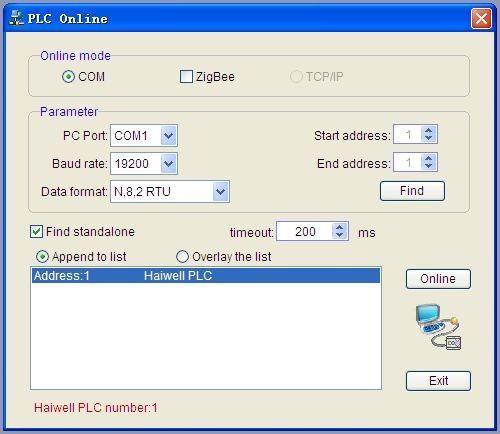 A janela de comunicação PLC Online Curso de automação utilizando o CLP Haiwell - Aula Para estabelecer a comunicação com os CLPs da rede é necessário ajustar os parâmetros corretamente como descrito