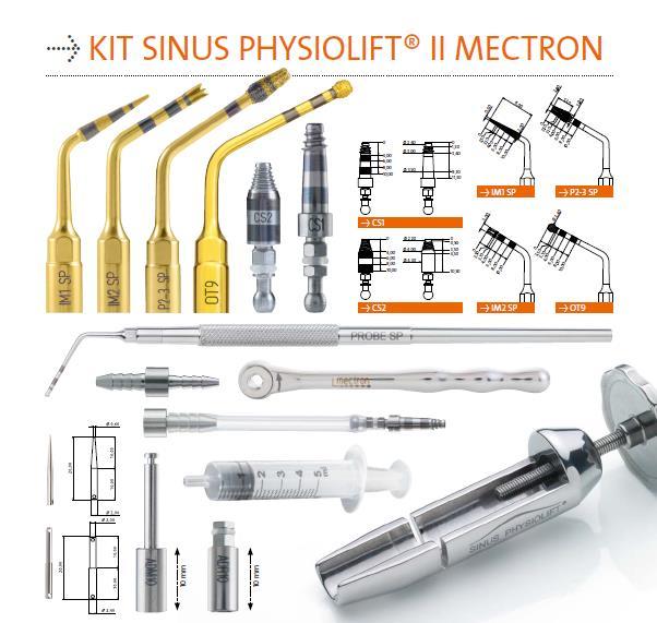 (FIG 1)SinusPhysiolift Kit Kit comercializado pela Mectron (Carasco, Italia) - Instrumentos PIEZOSURGERY : IM1 SP, IM2 SP, P2-3 SP, OT9 - Elevadores crestal sinus : CS1 e CS2 - Sistema de controle de