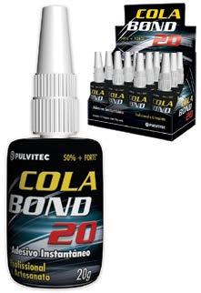 formulação 50% mais forte. COLABOND é um poderoso adesivo instantâneo que cola porcelana, metal, couro, madeira, borracha, bijuteria, plástico, e até papel!