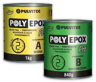 EA016 Polyepox Marine - Conjunto 400g 2 latas 6 789603810157-3 1789603810157-0 EA018 Polyepox Marine - Conjunto 2kg 2 latas 3 789603810087-3 1789603810087-0 POLYEPOX PRO BICOMPONENTE Com elevado