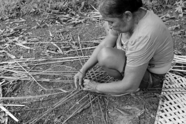 Ilustración 1. Doña María. En ese mismo periodo en Amazonas, la autora llegó a Novo Airão, una comunidad pequeña, conocida por la manufactura de artesanías hechas con arumã.