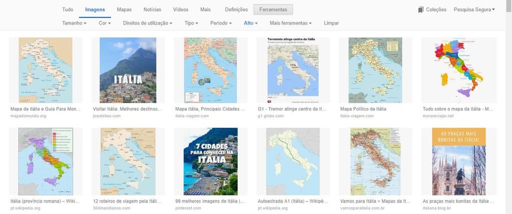 Repara que a partir de agora o Google só mostra imagens ao alto (no formato
