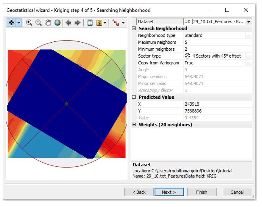 Tutorial para a construção de mapas a partir de dados... 21 Figura 25. Etapa da busca por valores próximos na vizinhança no interpolador do ArcMap.