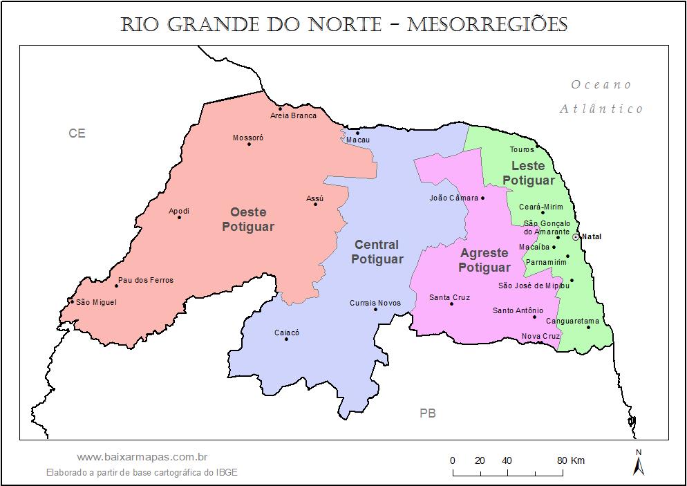18 Figura 1. Divisão das mesorregiões do Rio Grande do Norte Fonte:http://www.baixarmapas.com.