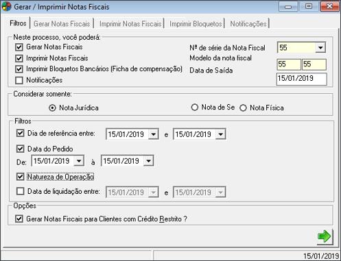 e Impressão dos boletos automáticos Geração de