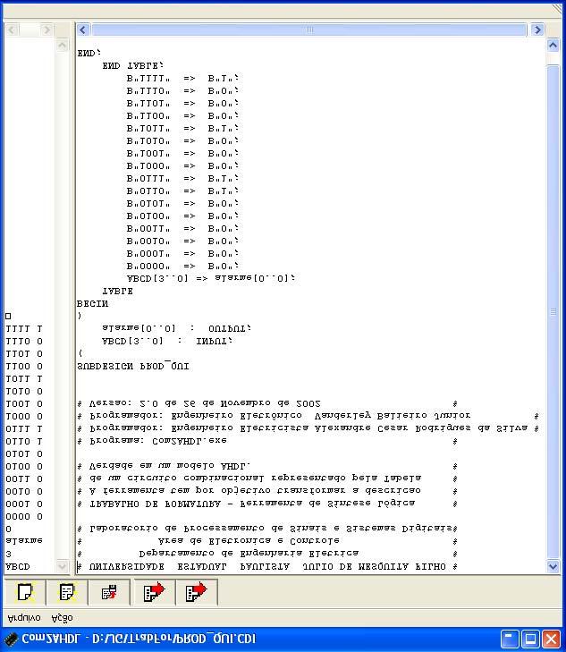 Utilizou-se da declaração Truth Table nos modelos gerados pelo programa COM2AHDL.