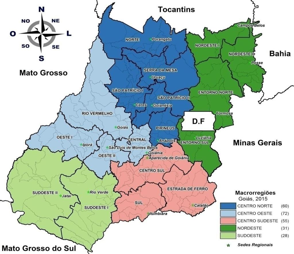 102 ANEXO I- MAPA REGIONALIZAÇÃO DASAÚDE ESTADO GOIÁS Fonte: Secretaria de Estado da Saúde.