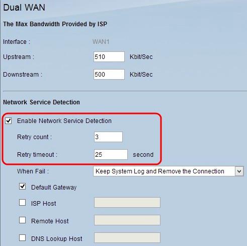 Etapa 1. A verificação permite a detecção do serviço de rede de permitir que o roteador rv detecte a Conectividade. Isto é executado através de um teste de ping a um endereço IP configurado. Etapa 2.