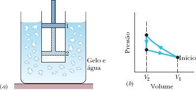 79 Uma amostra de gás se expande de uma pressão inicial de 10 Pa e um volume inicial de 1,0 m 3 para um volume final de 2,0 m 3.