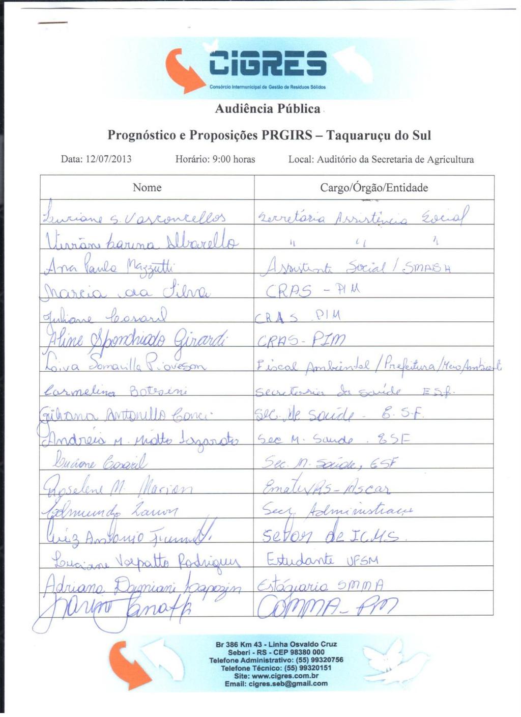 ANEXO 28 Lista de Presença da Audiência Pública de Taquaruçu do