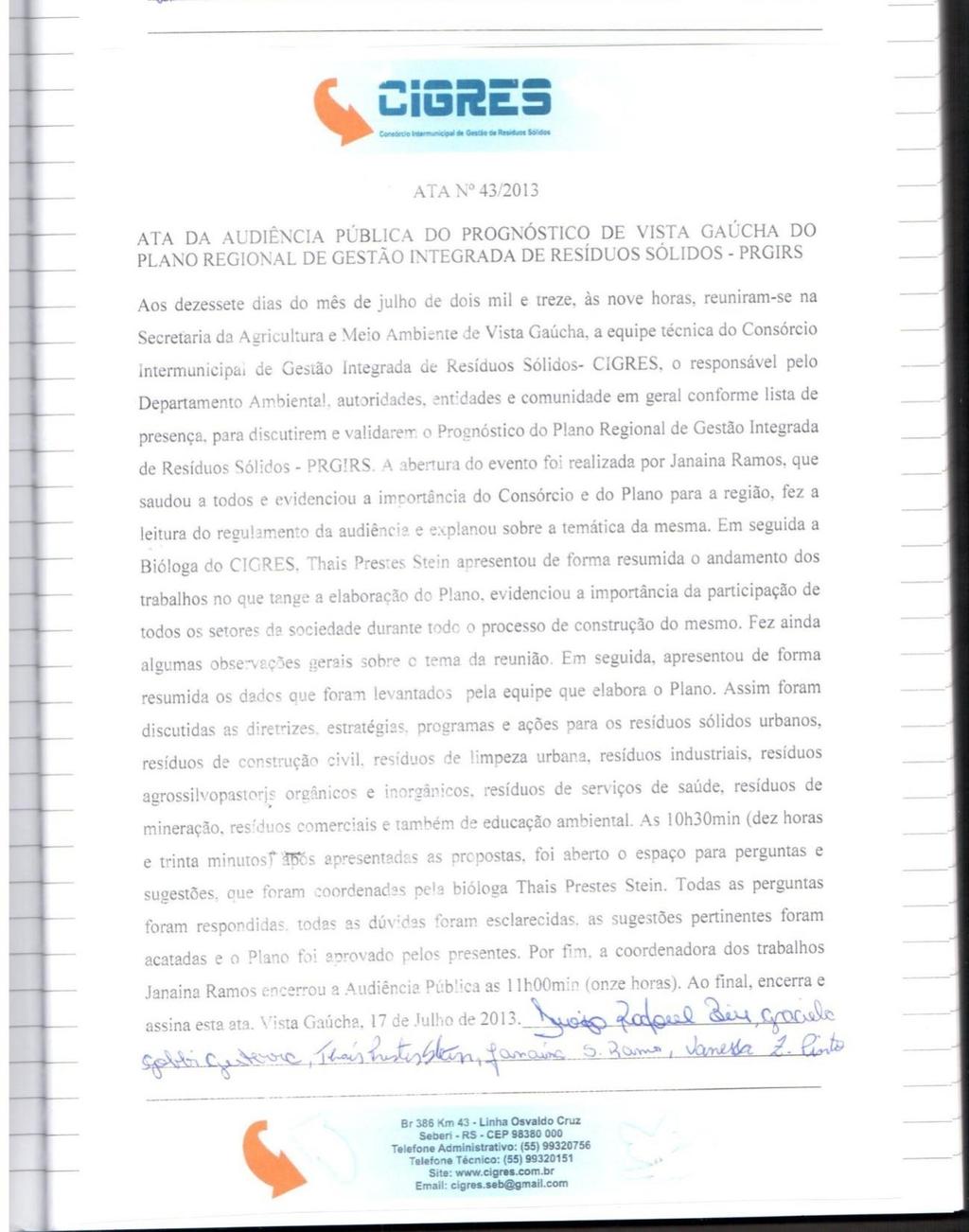 ANEXO 41 - Ata da Audiência Pública de Vista Gaúcha PLANO