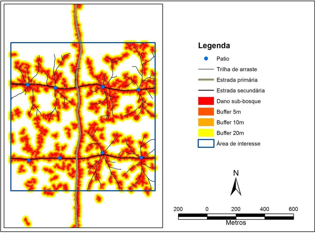 Figura 2.9. Validação da classificação, baseada em dados LiDAR, do dano a floresta remanescente com o mapeamento utilizando GNSS em campo. Obs.