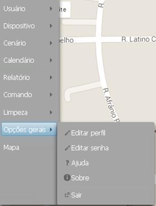 3.10- Menu Opções Gerais É o menu responsável pelas configurações de perfil do usuário, das quais: Opções Gerais Editar Perfil: Realiza a limpeza de alarmes relacionados às opções de alarme