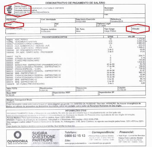 12. ANEXOS 14.1. Contracheque: - Os servidores da CAIXEGO