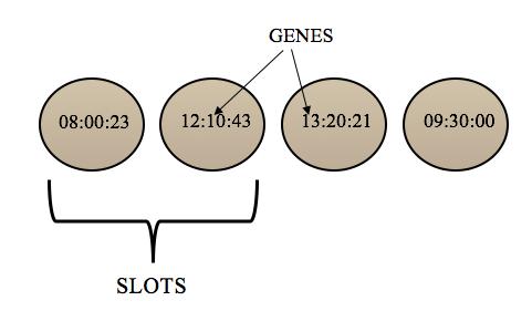 Figura 5.2: Estrutura dos genes e cromossomos.. Figura 5.3: Estrutura dos cromossomos e população.. 5.4.