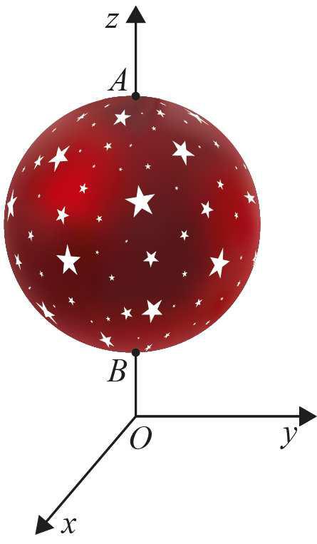 os pontos A e B pertencem a Oz e são os extremos de um diâmetro da bola; a) Determina as coordenadas do centro e o raio da superfície esférica.