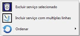 Se digitar o código do serviço nesse campo, o serviço será inserido automaticamente na grade. Coluna: MINUTOS Essa coluna mostrará os minutos do serviço, conforme foi definido no CADASTRO DO SERVIÇO.