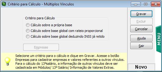 Alterações efetuadas: No cadastro do funcionário, em Dados Funcionais, criado o botão Outros Vínculos, que será habilitado se o código de ocorrência para GFIP for igual a 5, 6, 7 ou 8.