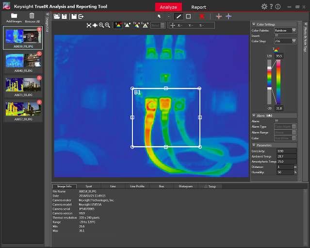 31 Keysight Ferramentas de Mão Para Testes Eletrônicos, Elétricos e de Processos Industriais - Brochura Software TrueIR Analysis and Reporting Tool Importe, analise, edite e apresente imagens