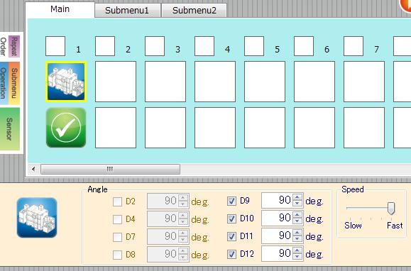 Caixas do Ícone de Operação Os ícones dos grupos de Operação e Submenu podem ser arrastados e inseridos nas caixas de Operação.