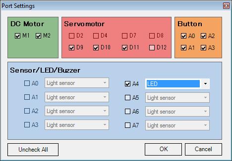 3.As configurações de porta serão alteradas para aquelas do script carregado e todos os