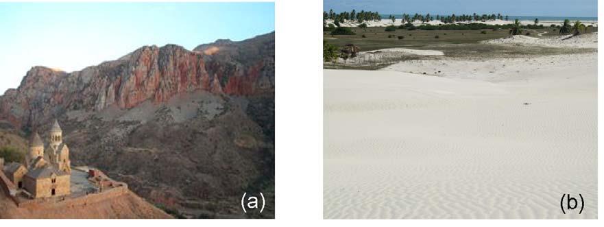 FIGURA 1.2: Materiais com diferentes tipos de organização: (a) rochas, (b) areia e (c) argila. 1.2. Ordem à curta, média e longa distância.