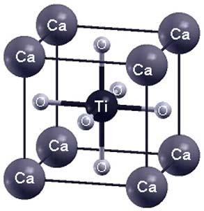 Idealmente, a estrutura perovskita é cúbica, porém devido à tensão provocada por diferentes modificadores de rede a estrutura frequentemente é distorcida, no entanto, o titânio não está longe do