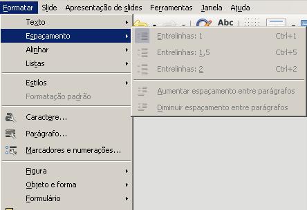 Exercício Espaçamento Aplique as seguintes opções aos