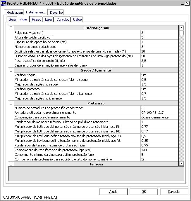 O que é dimensionado? No cálculo automático, são dimensionadas e detalhadas as armaduras longitudinais protendidas e passivas, como também as armaduras transversais.