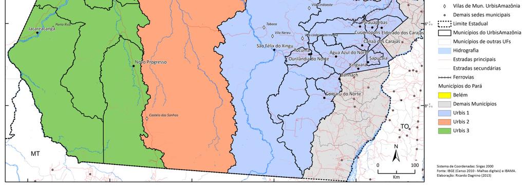 Urbis 2: Altamira, Anapu, Aveiro, Belterra, Brasil Novo, Juruti, Medicilândia, Placas, Porto de Moz, Rurópolis, Santarém, Senador José Porfírio, Uruará, Vitória do Xingu.