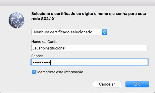 3.Configuração no macos Siga os passos abaixo para realizar a configurações necessárias para acesso de equipamentos macos às redes 802.1x da UNIPAMPA.