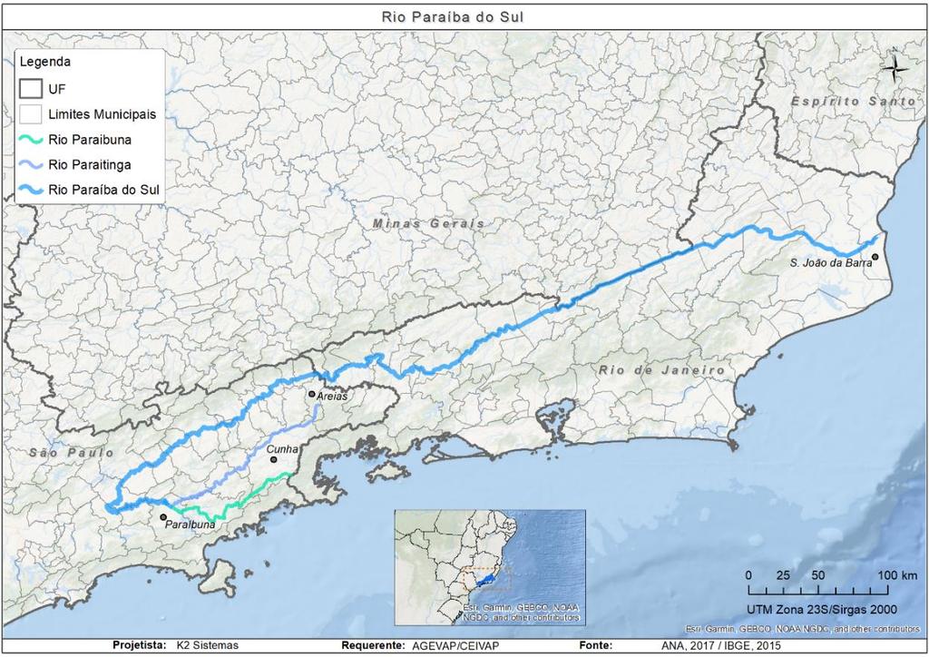 Figura 1 - Rio Paraíba do Sul A bacia hidrográfica do rio Paraíba do Sul (Figura 3), segundo a descrição apresentada no Diagnóstico e Prognóstico do Plano de Recursos Hídricos da Bacia do Rio Paraíba