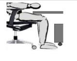 (+1) Suporte para Costas Apoio lombar correto - cadeira reclinada entre 95-110 (1) Sem apoio lombar OU suporte não
