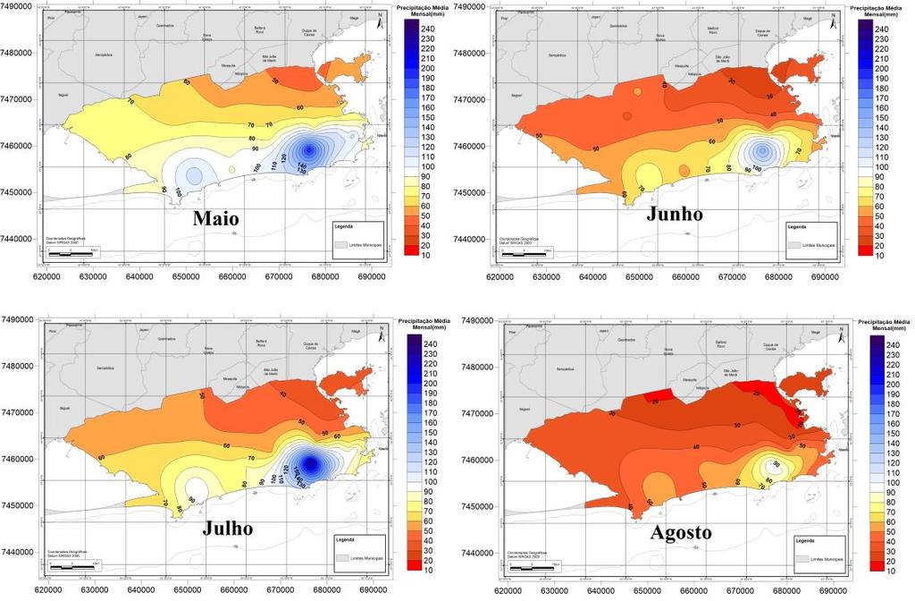 Siciliano et al. O início do inverno em julho apresenta regiões com divergência de tendência de comportamento correspondente ao período seco.