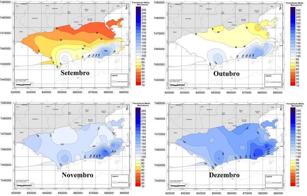 Variabilidade espacial e temporal da precipitação pluvial no município do Rio de Janeiro acumulada no mês pode ser observado na Rocinha, Alto da Boa Vista e Barra/Barrinha (Gráfico 5).