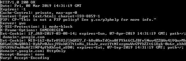 Figura 7: Exemplo da saída da requisição Observe a resposta obtida na requisição e verifique os detalhes retornados pelo servidor Web.