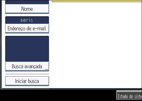 Procurar um Destino no Livro de Endereços 6. Confirme os caracteres que introduziu e, em seguida, prima [Iniciar busca]. 1 Quando a procura terminar, aparece um resultado. 7. Seleccione um destino.