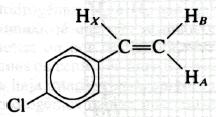 p-cloro-estireno Sistema ABX, pode ser considerado equivalente ao AMX Os hidrogênio A e B não são equivalentes em deslocamento químico A