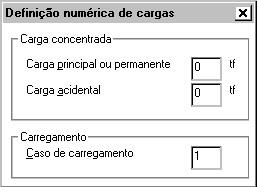 Você pode definir casos de carregamento separados para simular cargas móveis ou outras hipóteses de cálculo.