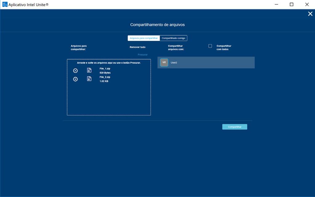 Selecione Arquivos para compartilhar. 4. Arraste e solte os arquivos que serão compartilhados. 5.