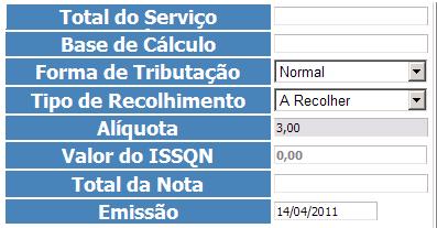 Campos Total dos Serviços, Deduções.