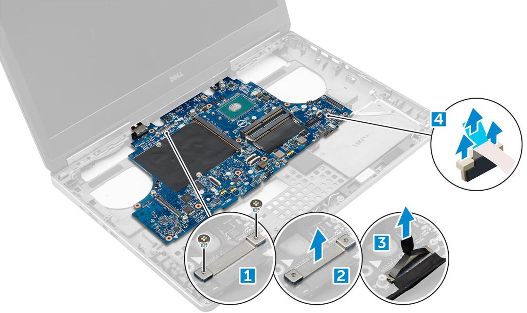 d e f g disco rígido tampa da base bateria tampa da bateria 4 Siga o procedimento descrito em Após trabalhar na parte interna do computador.